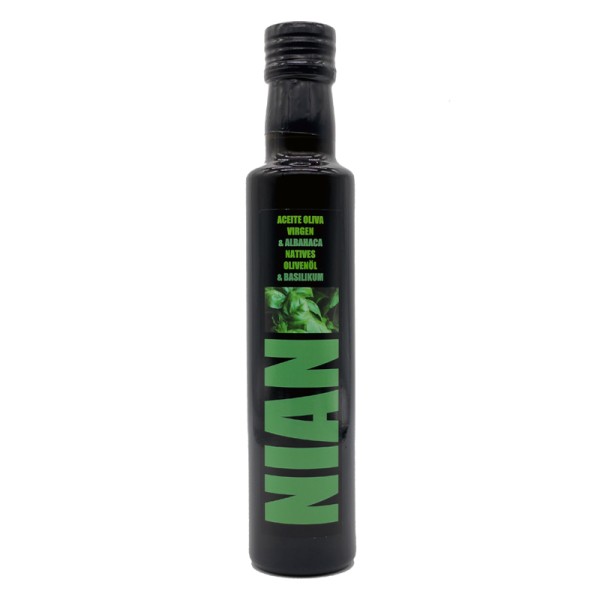 NIAN Olivenöl "Basilikum" Aromaöl 250 ml Flasche